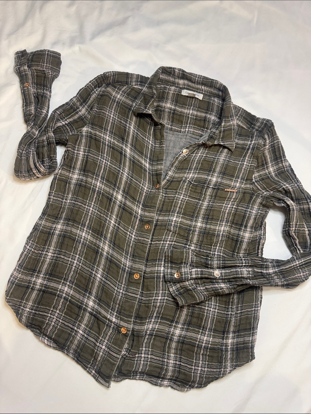 Calvin Klein Jeans Olive Plaid Button-Down Shirt